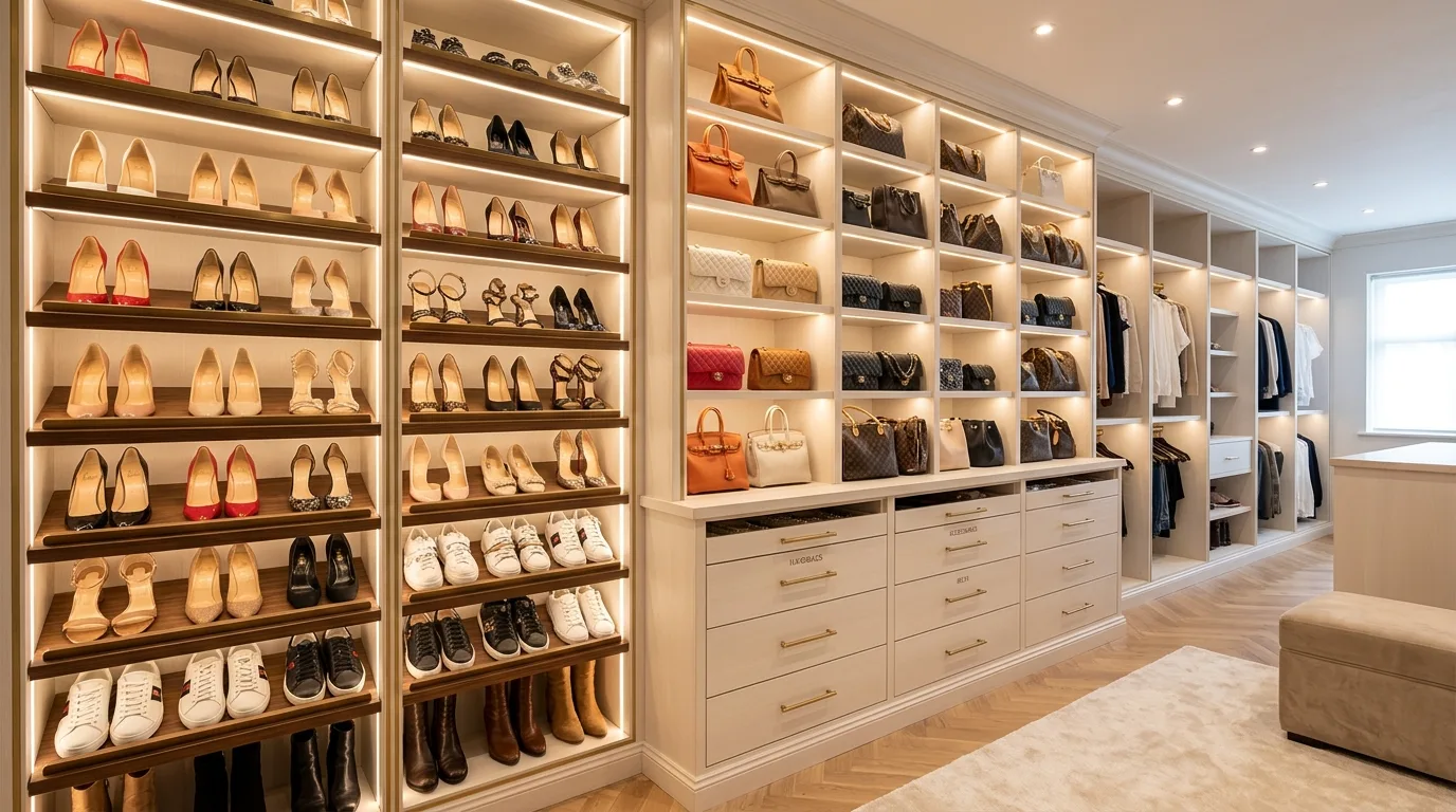 Use built-ins and pull-outs for smoother access inspiration for a closet.
